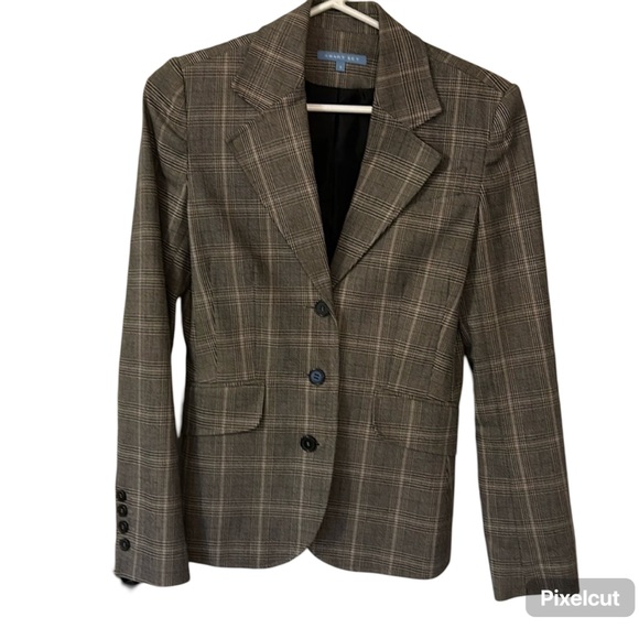 Plaid blazer which is fully lined. Button down with 2 flap faux pockets. - Picture 1 of 5